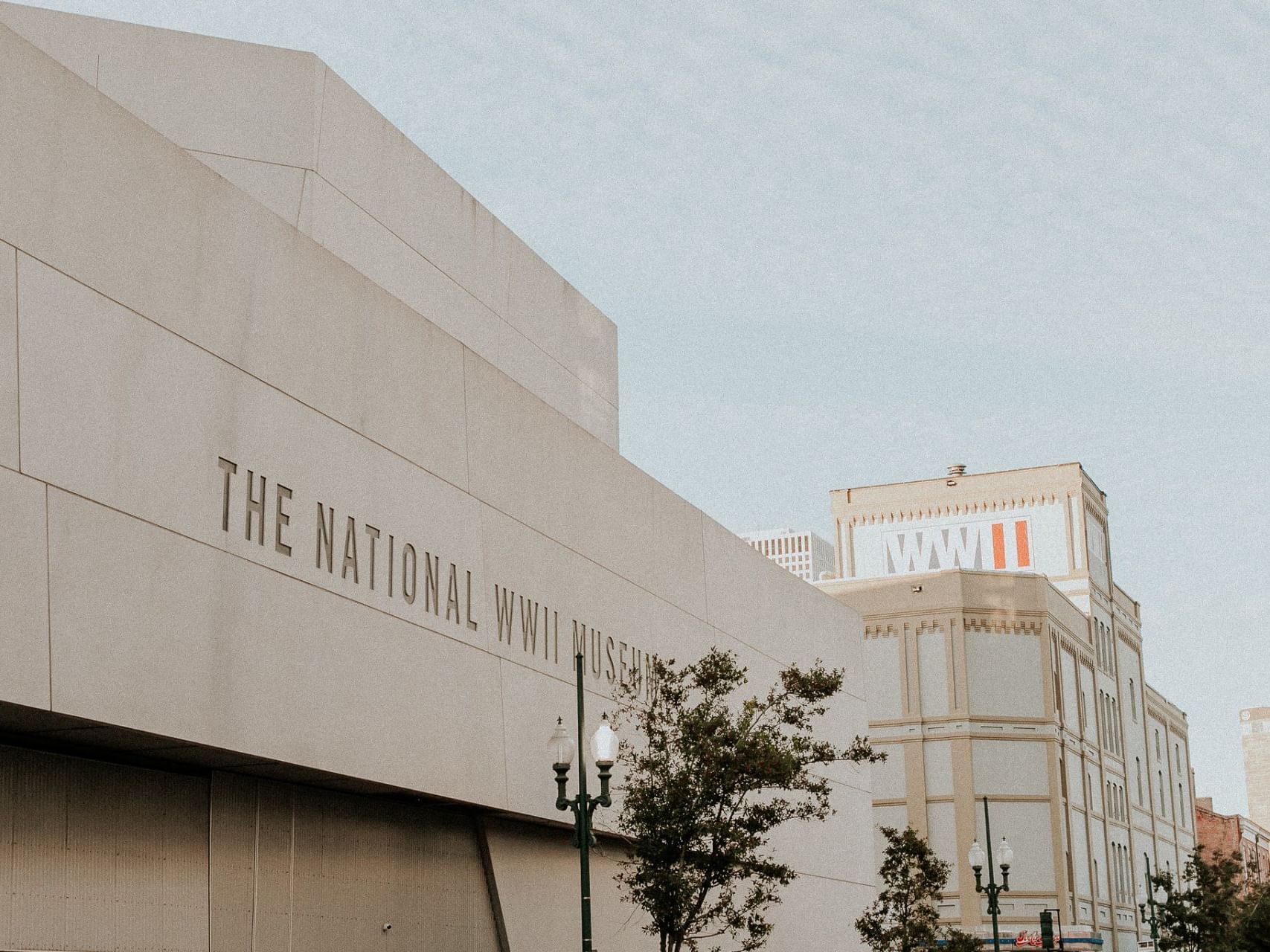 Exterior view of the National WW2 Museum near Audubon Cottages
