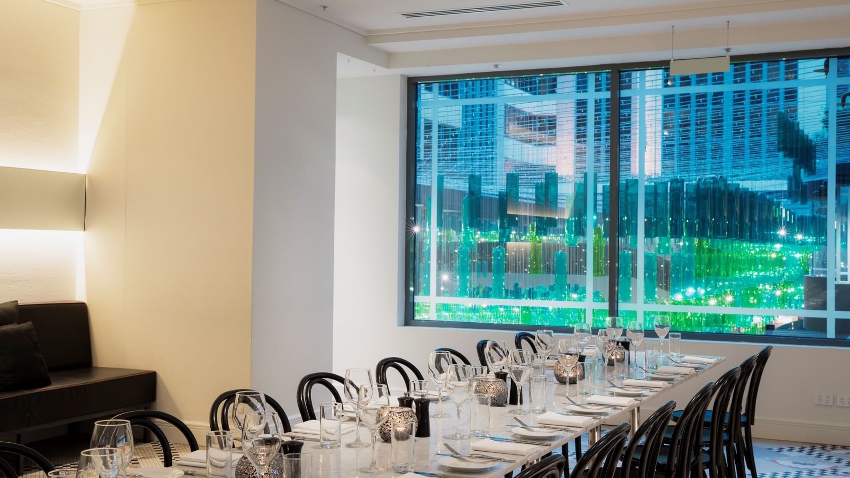 Close up of a table setup for an event at Novotel Melbourne