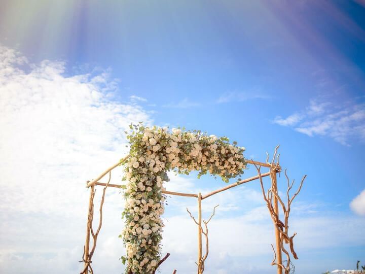 Outdoor wedding decoration at FA Hotels & Resorts at sunset