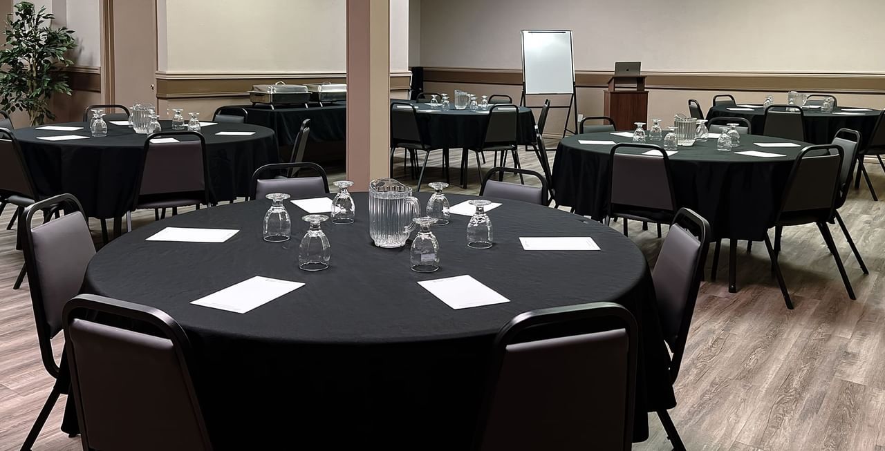 Meeting venue with tables and chairs