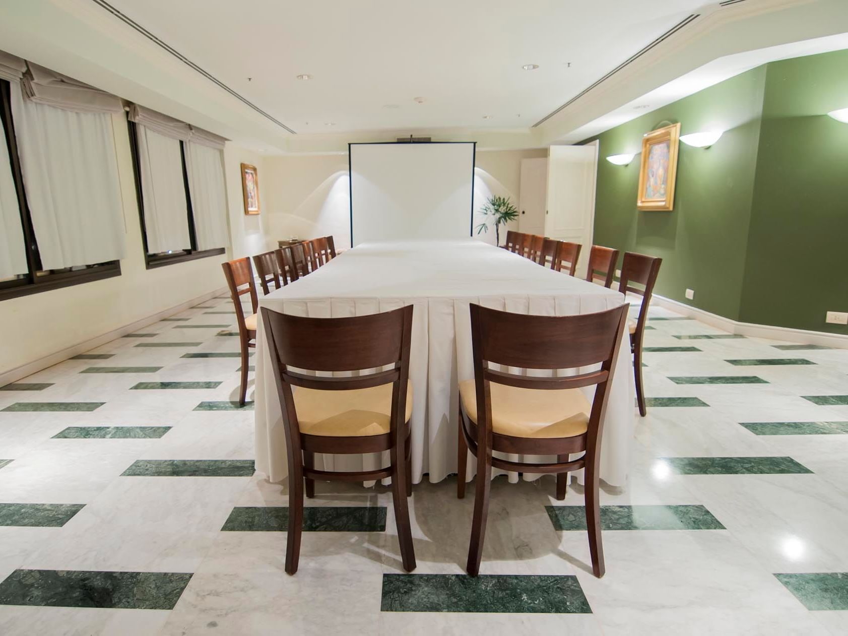 Boardroom table in Salon Del Lago at Grand Hotels Lux