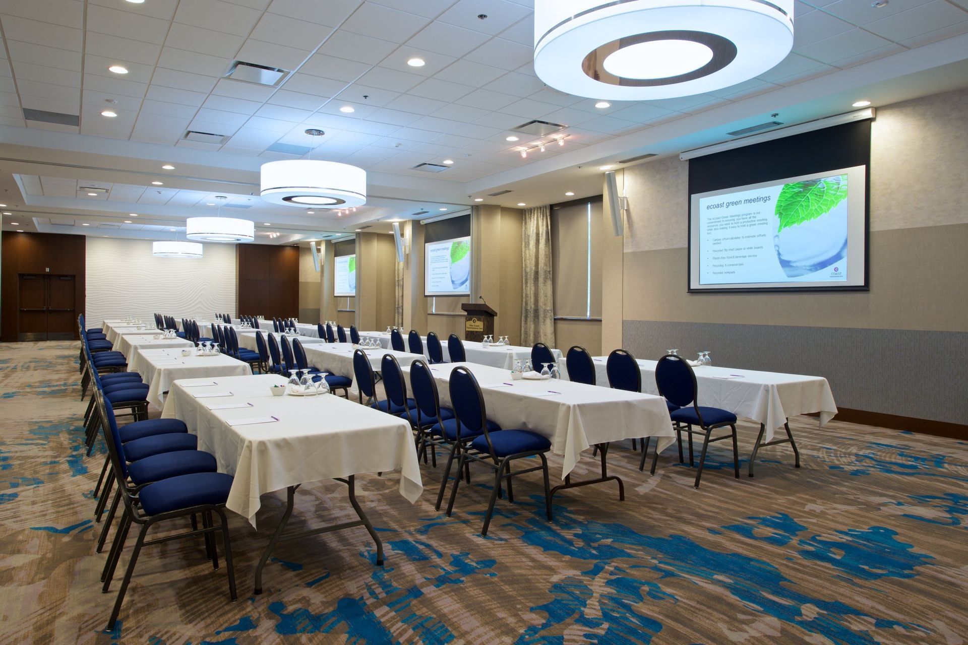 Tables set up for conference