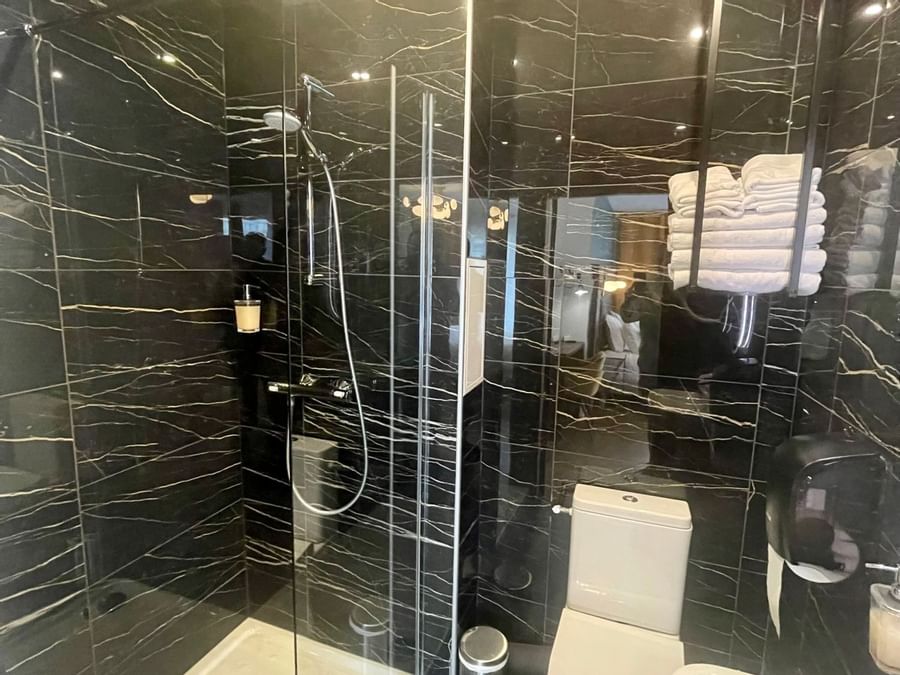 Bathroom interior in Hotel Marignan at The Originals Hotels