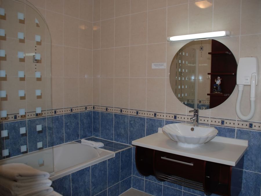 Bathroom vanity in bedrooms at Hotel Le Bellevue