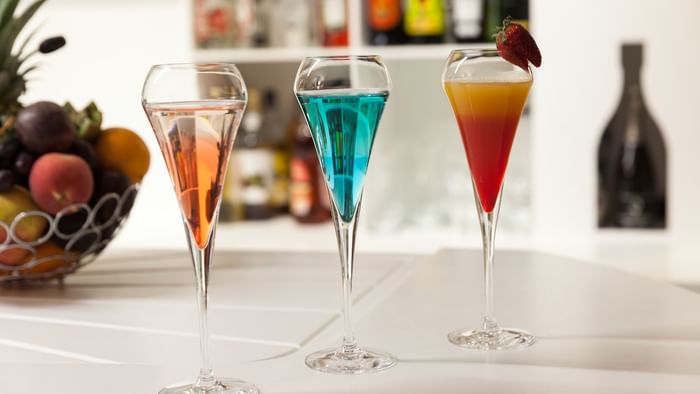 Closeup of Drinks served in a Bar at Hotel Arianis