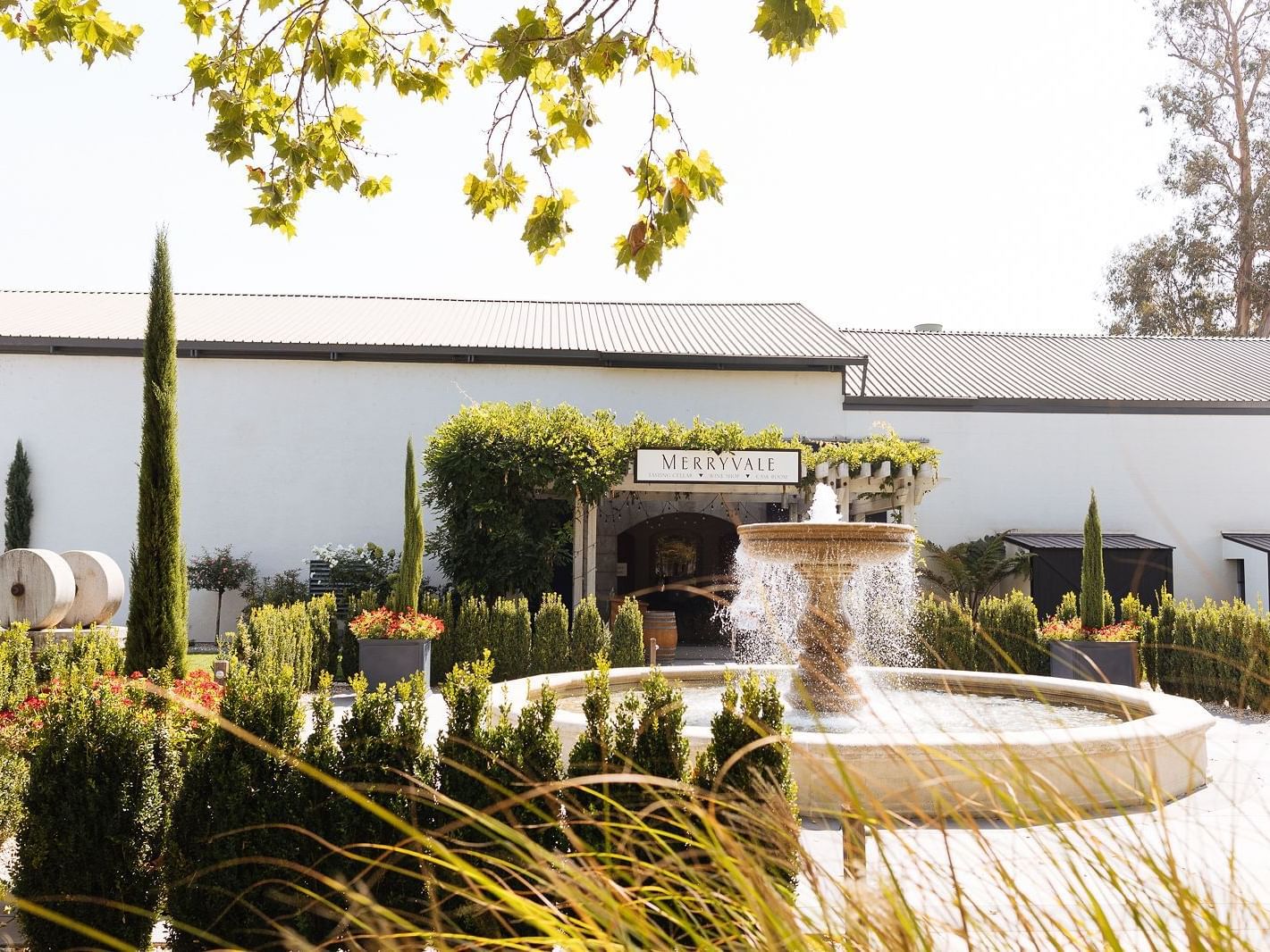 Merryvale Vineyards fountain and entrance