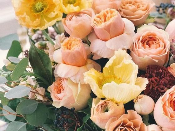 Close-up of a flower bouquet at Federal Hotels