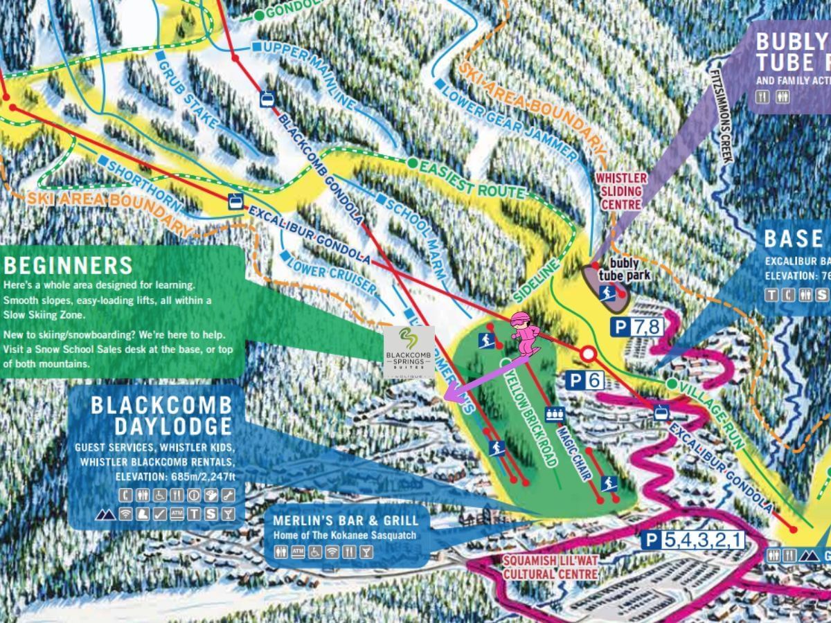 Hotel locations map used at Blackcomb Springs Suites