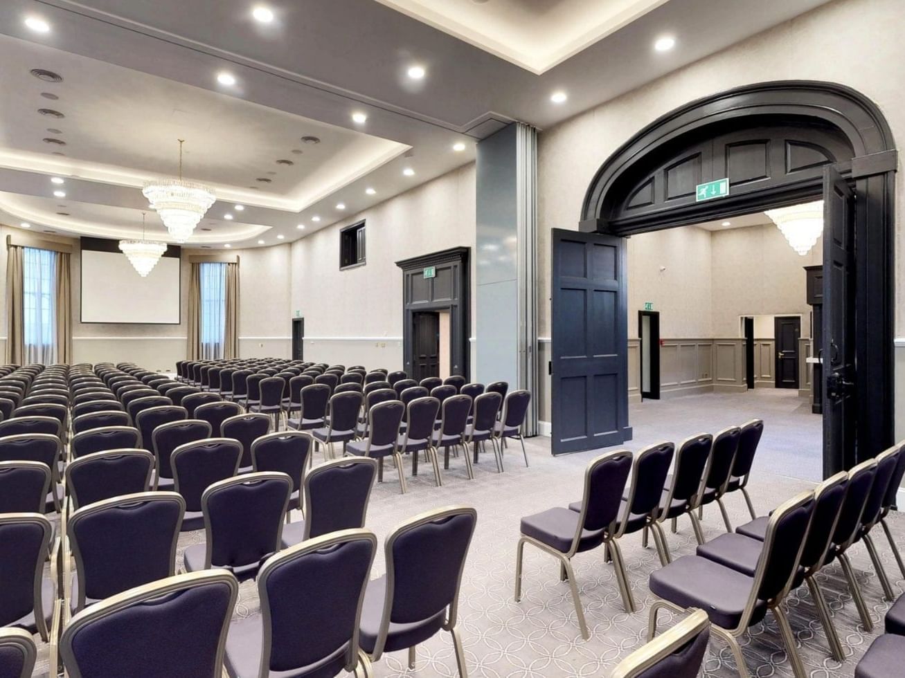 Chair arrangement in The Ballroom at Villiers Hotel