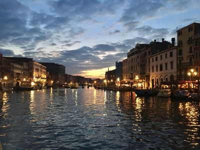 View of the Grand Canal in the evening near Hotel Bisanzio