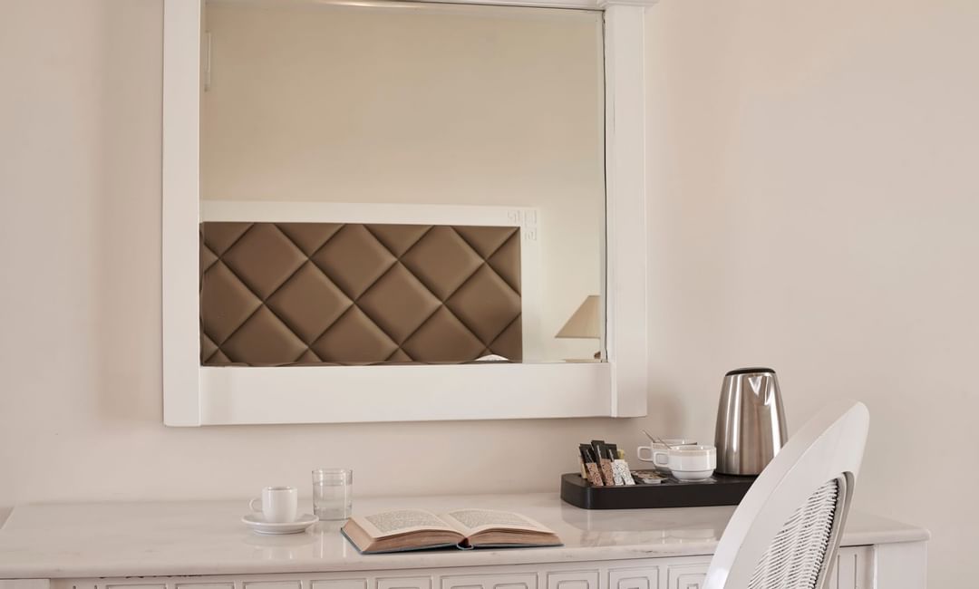 Workspace in Superior pool view room at Kairaba Hotels