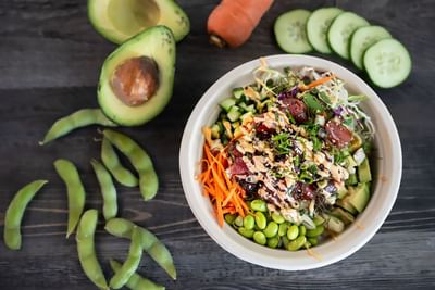 Poke bowl and Avacado served at Ka'anapali Beach Hotel Hawaii