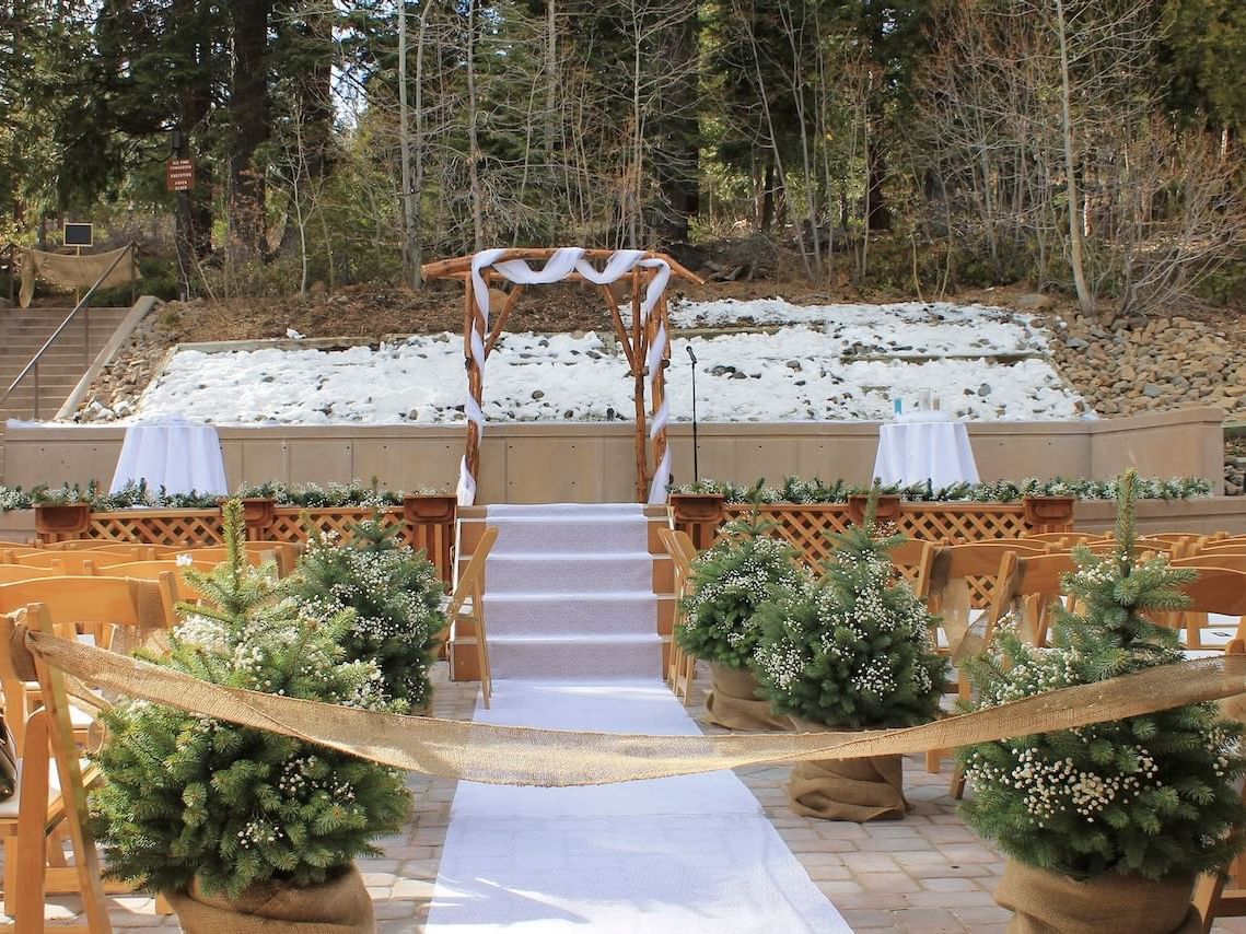 Mountain Deck set up for a wedding ceremony