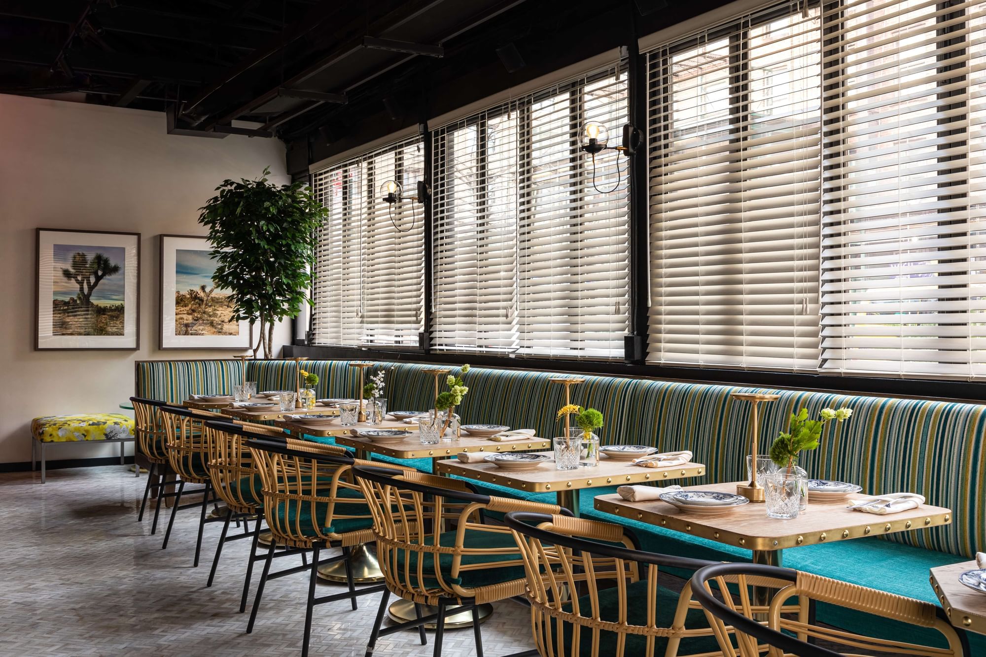 Cafe space with tables and chairs 