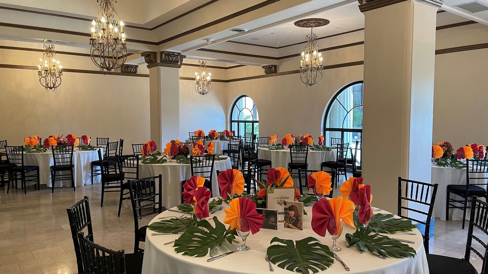 Decorated event Parlor Room at The Mayo Hotel in Tulsa.