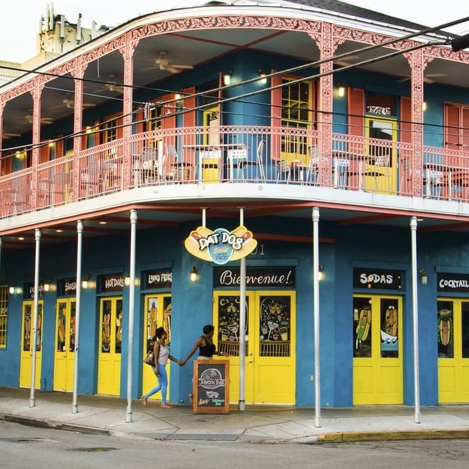Colorful building in Frenchmen Street near Andrew Jackson Hotel