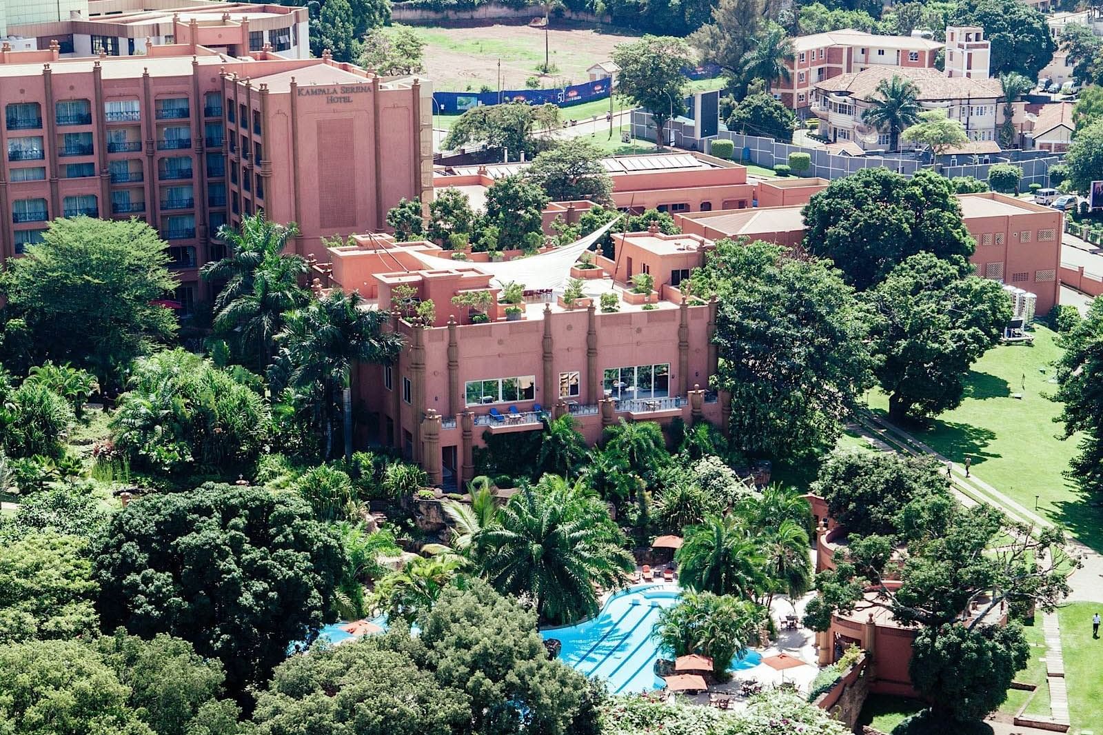 An aerial view of the Kampala Serena Hotel