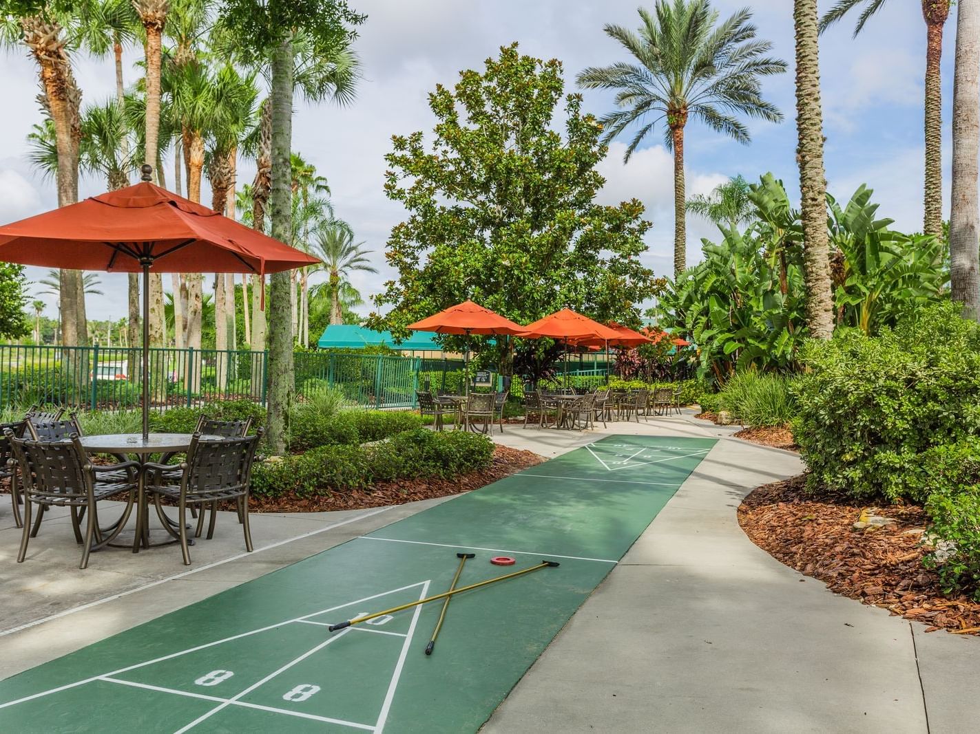 Shuffle Board area at Mystic Dunes Resort
