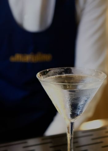 Close-up of a cocktail martini served at Da Mariolino Restaurant