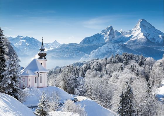 Snow mountains near Precise Tale Axelmannstein Bad Reichenhall