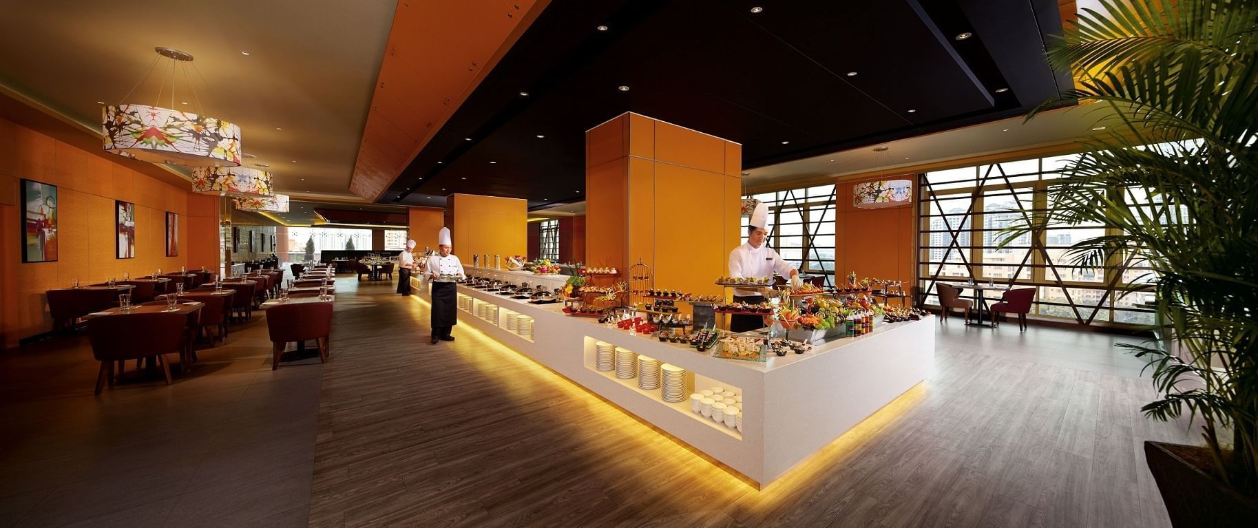 Long buffet arrangement in Cafe West at Sunway Hotel Pyramid
