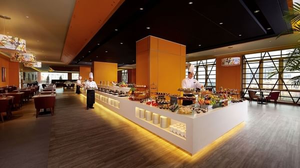 Wide angle view of the buffet in Cafe West at Sunway Lagoon