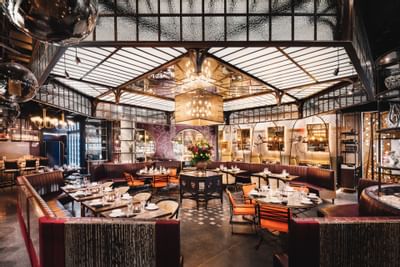 Luxury dining area in a Mott 32 at Paradox Hotel Vancouver