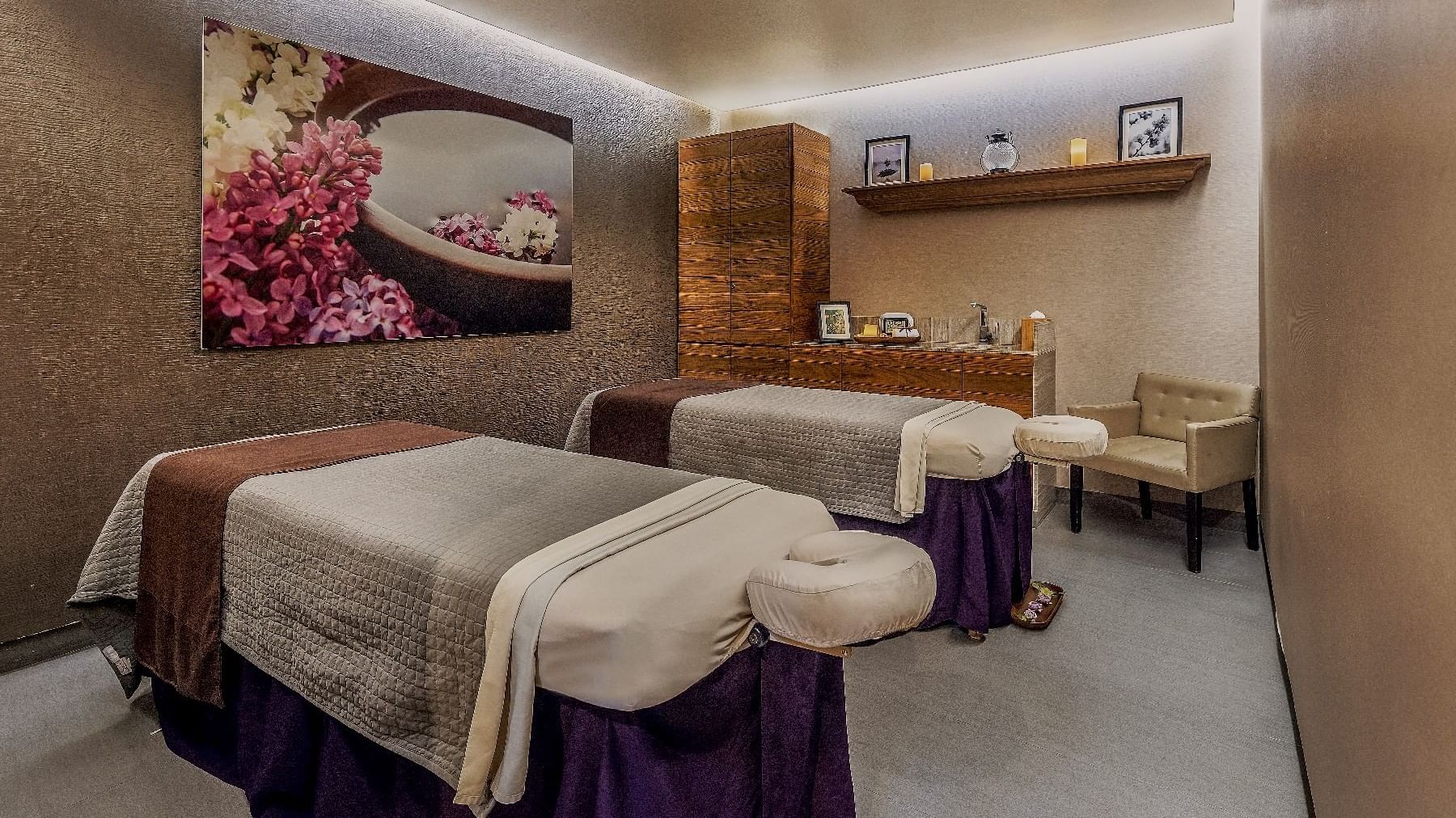 Spa room with two spa beds & vanity at Live Aqua Ciudad de Mexico Bosques de las Lomas