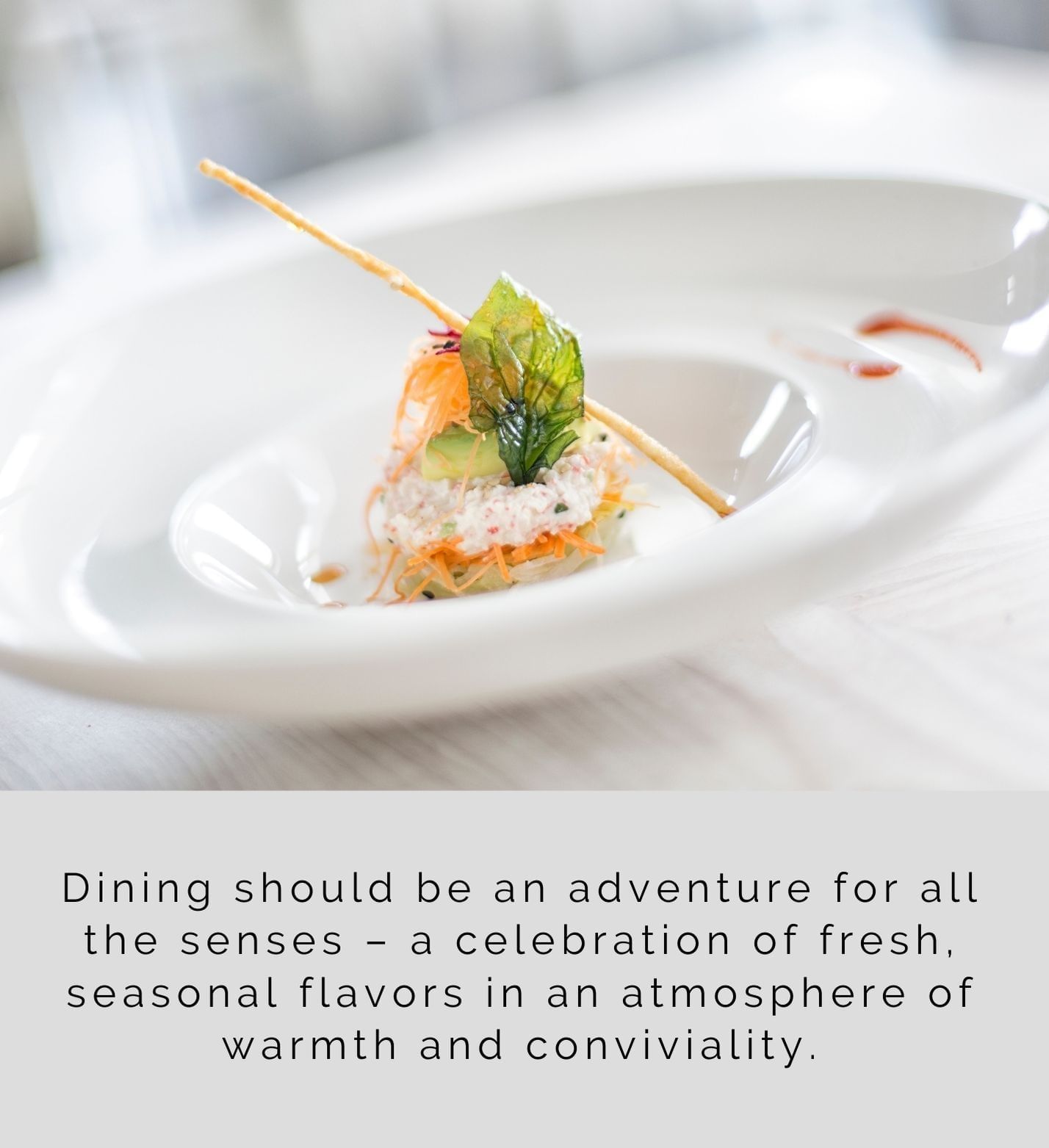 Gourmet dish featuring layers of seafood and vegetables served at Marquis Los Cabos