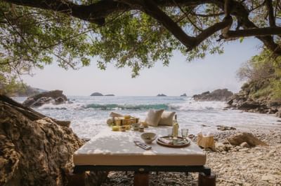 Picnic set-up on the beach near Cala de Mar