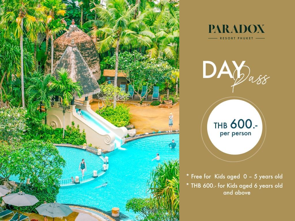 Day Pass Offer THB 600 per adults and free for kids below 6 years old accompany by paying adult. 