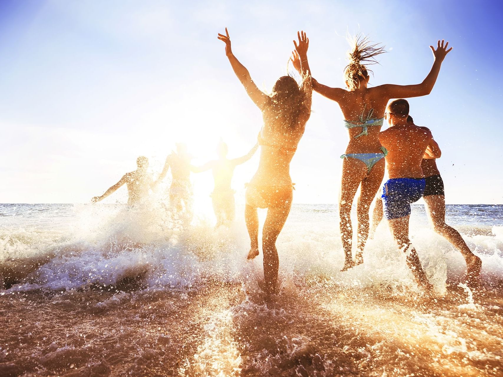 Group of friends enjoying the beach