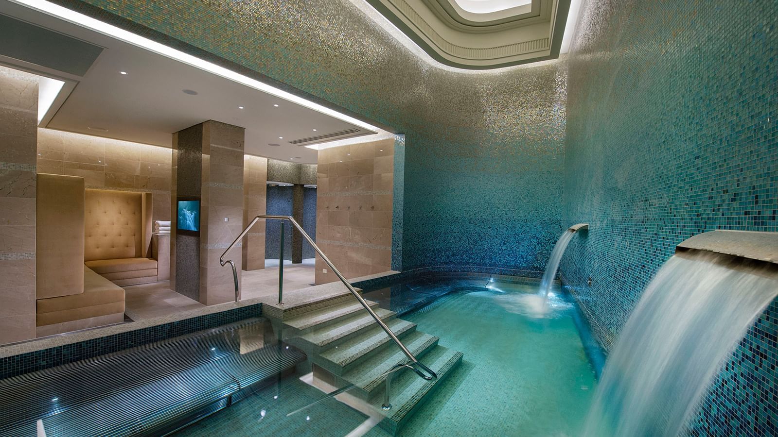 Indoor pool, Swiss shower in Crown Spa at Crown Hotel Melbourne