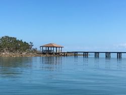 A distance view of Indian Key Historic State Park Dock near Bayside Inn Key Largo