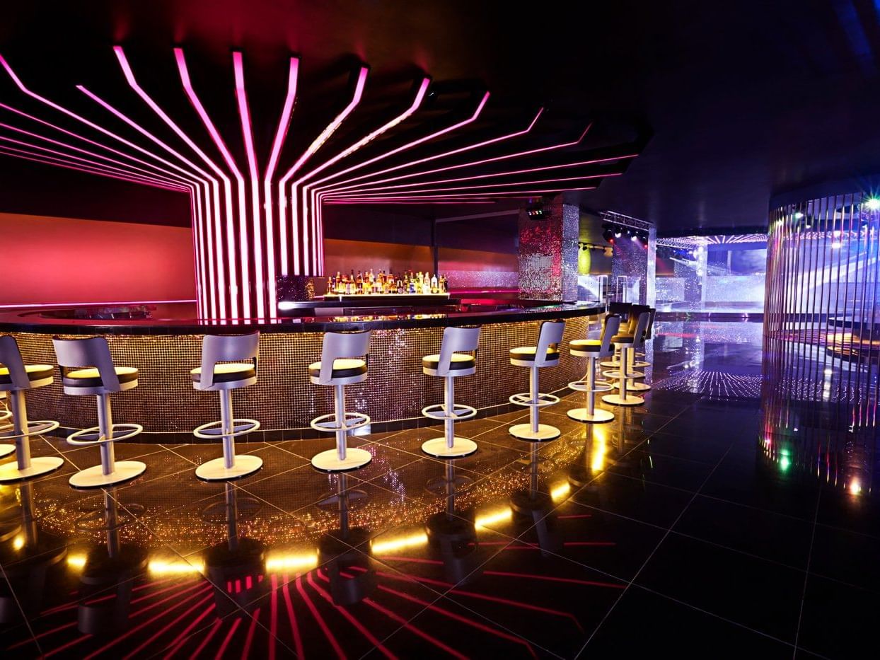 Bling with sleek bar counter and elegant seatings at Megapolis Hotel Panama