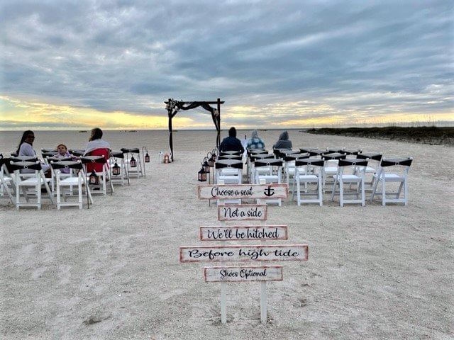 Beach wedding set-up at Thunderbird Beach Resort