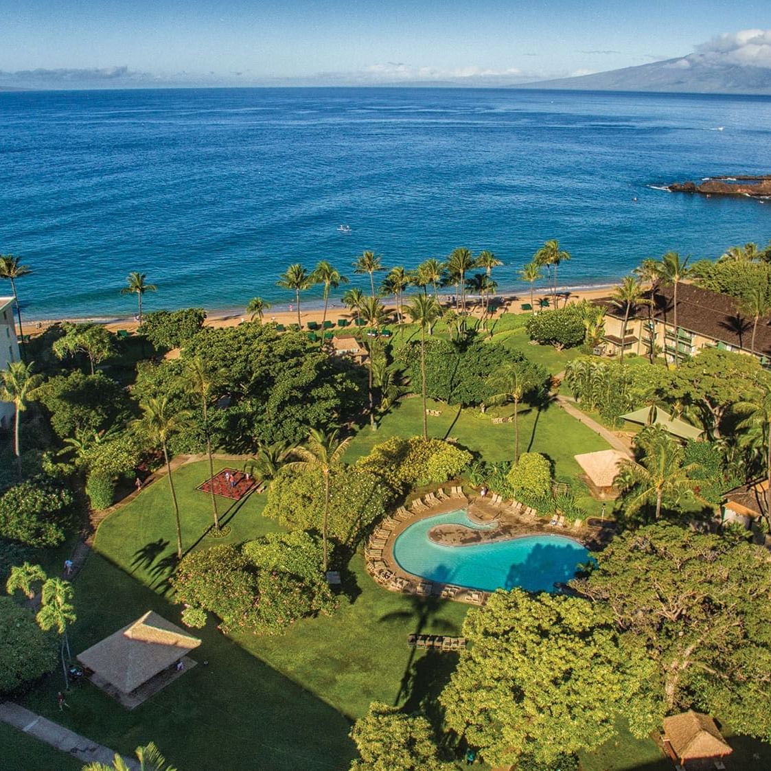 Aerial view of the pool of Kaanapali Beach Hotel Hawaii 