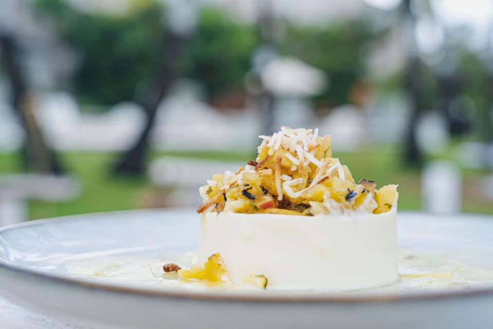 Panna cotta in Calabash Beach Bistro at Bougainvillea Barbados