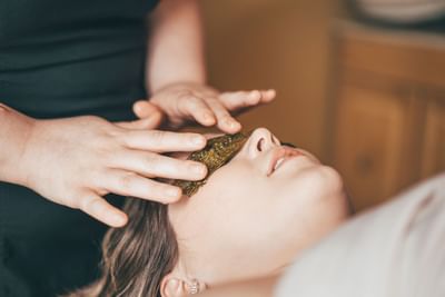 Lady having an Eye Treatment in Sun Tree Spa at Temple Gardens Hotel & Spa