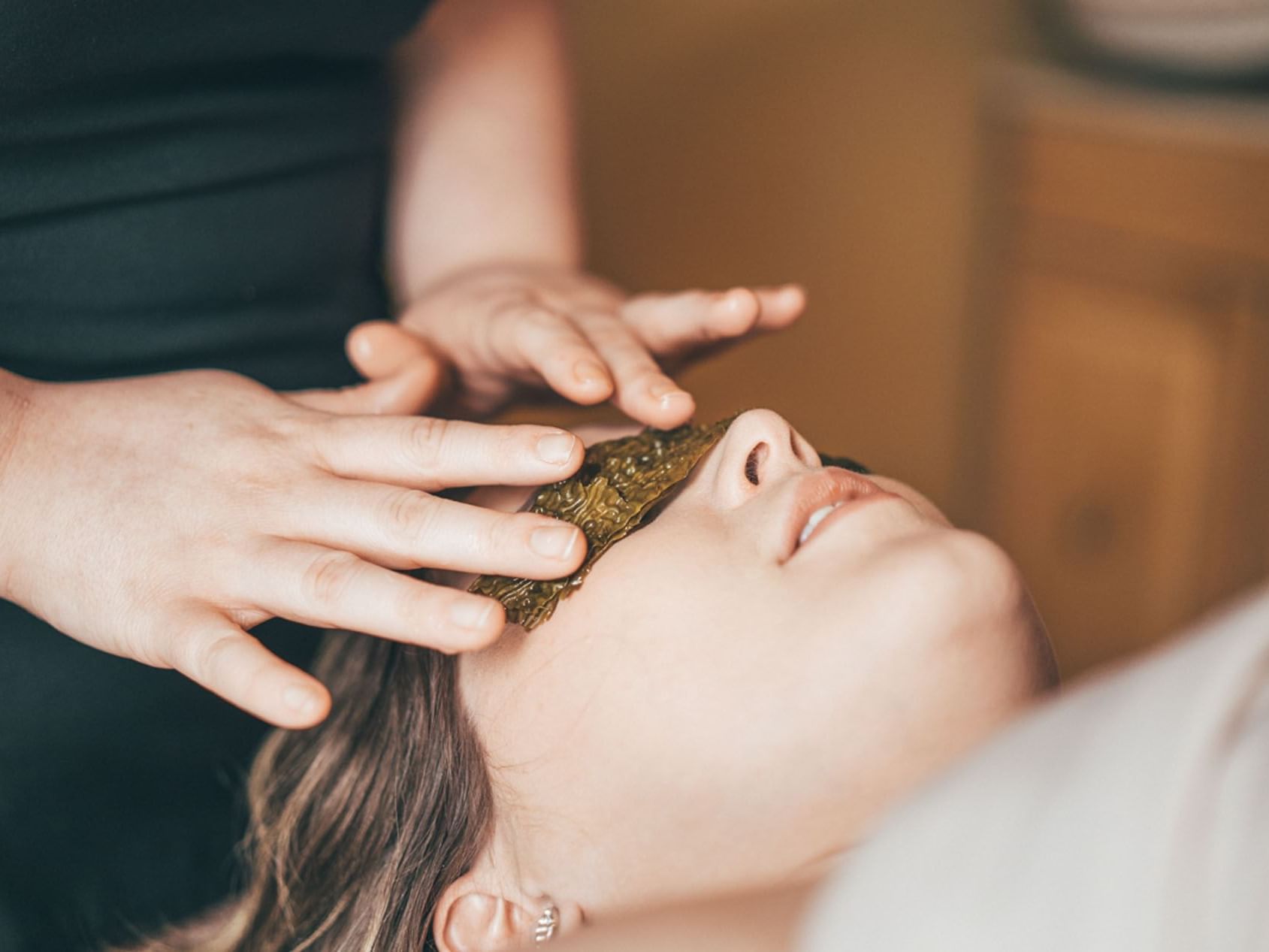 Lady having an Eye Treatment in Sun Tree Spa at Temple Gardens Hotel & Spa