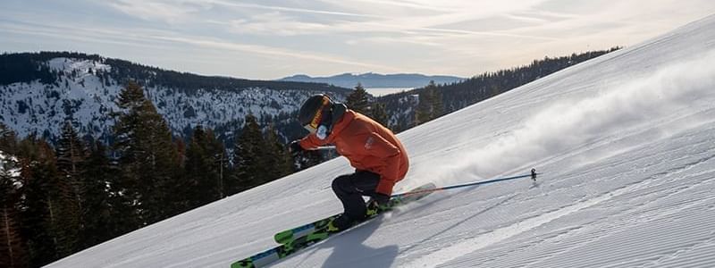 Groomer skiing at Palisades Tahoe