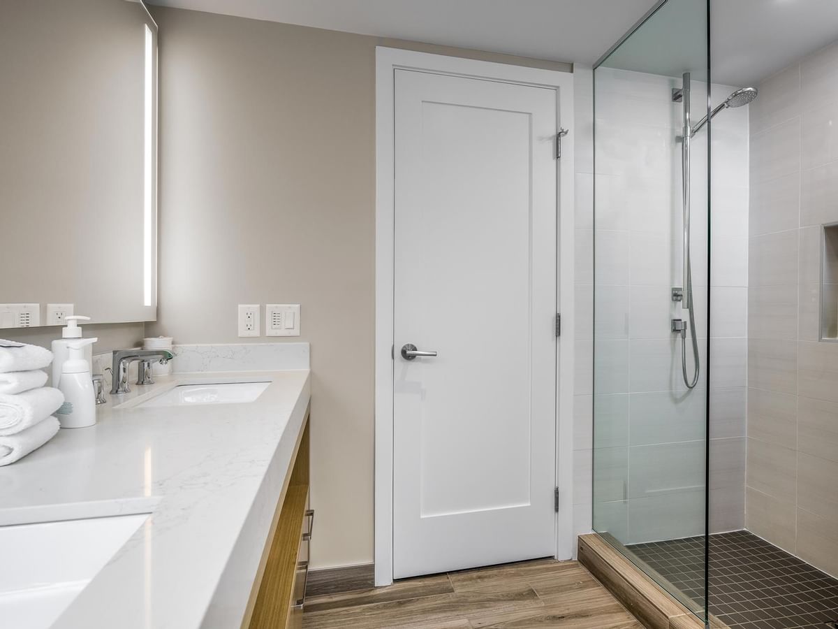 View of the walk in shower