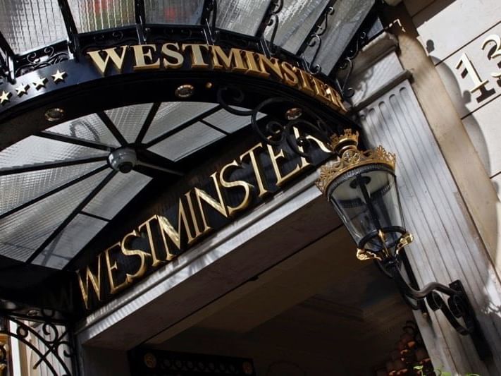 Low angle exterior view of the Entrance at Hôtel Westminster - Paris