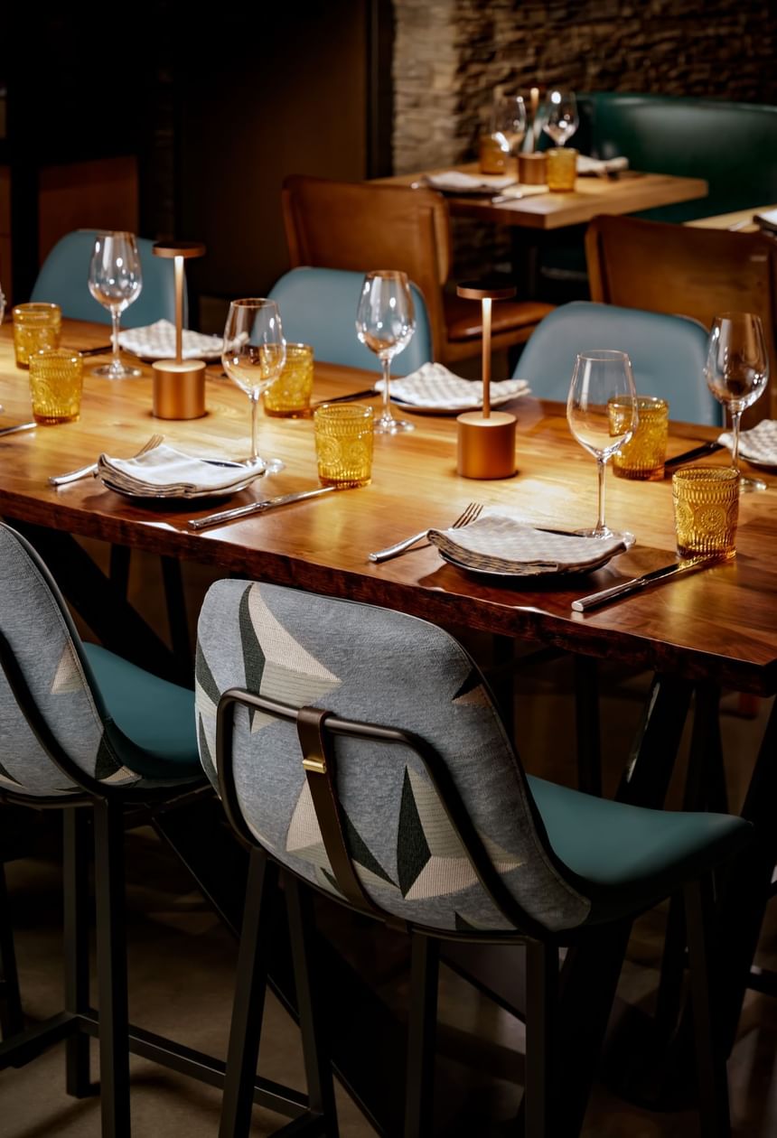 A place setting of a table at patterson kitchen and bar