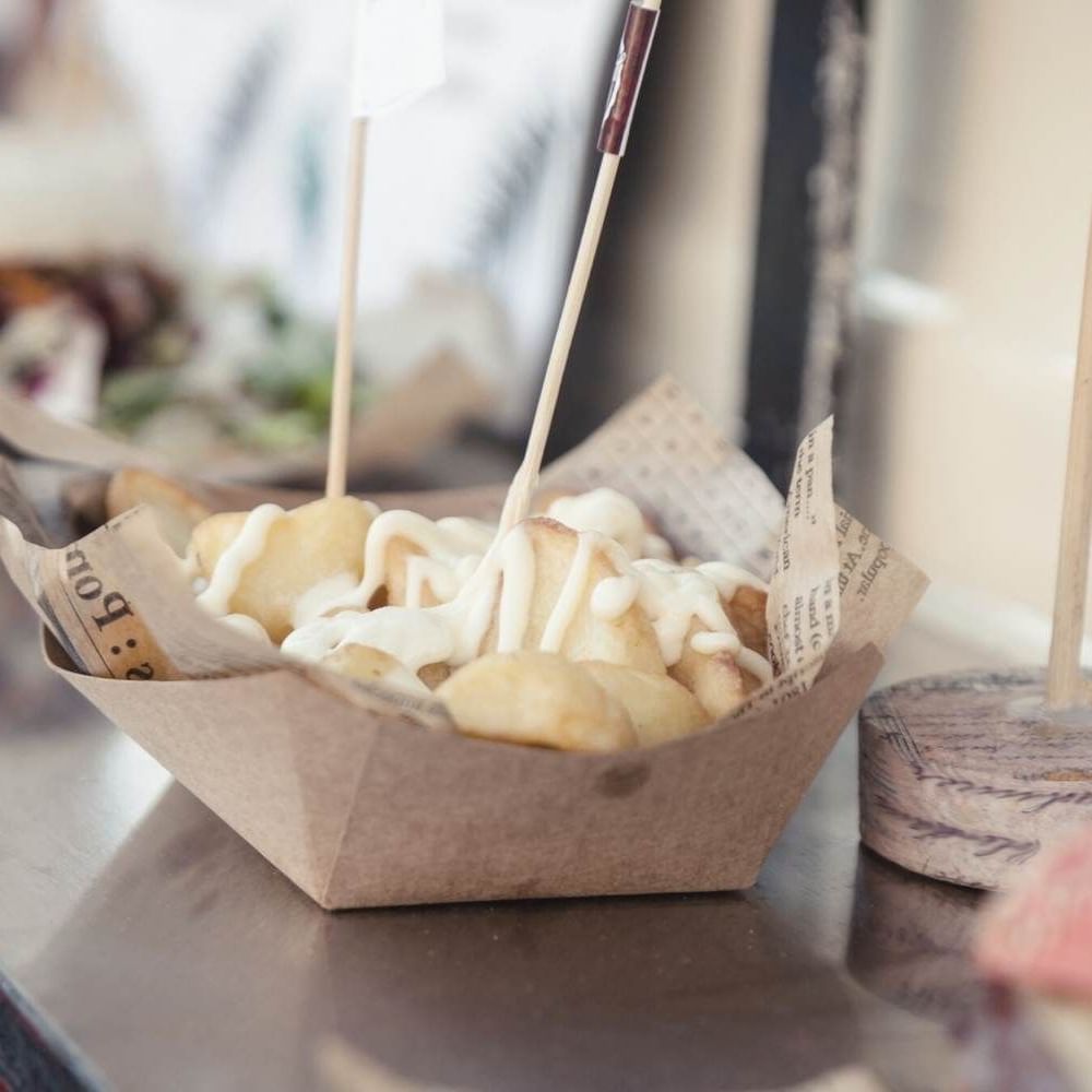 Close-up of potato wadges served in a Restaurant at Waikiki Resort Hotel by Sono