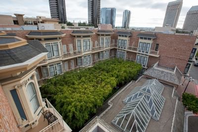 Aerial view of the courtyard at Horton Grand Hotel