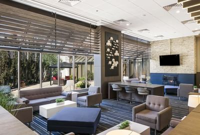 lounge area of modern hotel