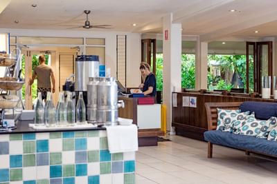 Shearwater Restaurant with lobby at Heron Island Resort