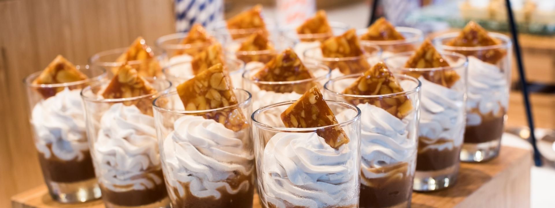 Mousse cups by Nut Brittle under whipped cream in Verandah at Warwick Paradise Island Bahamas