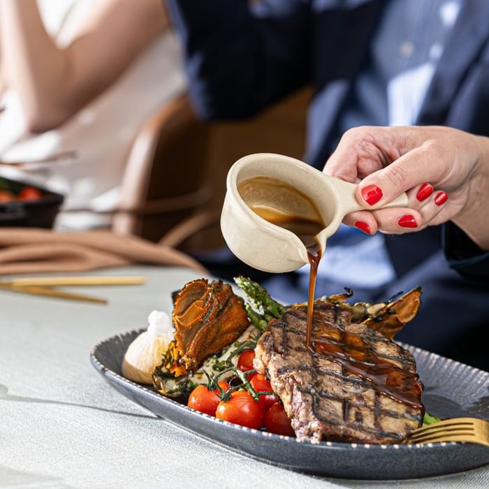 Chef’s selection of grilled specialties served in The Private at The Ternary, with fresh ingredients and artistic presentation